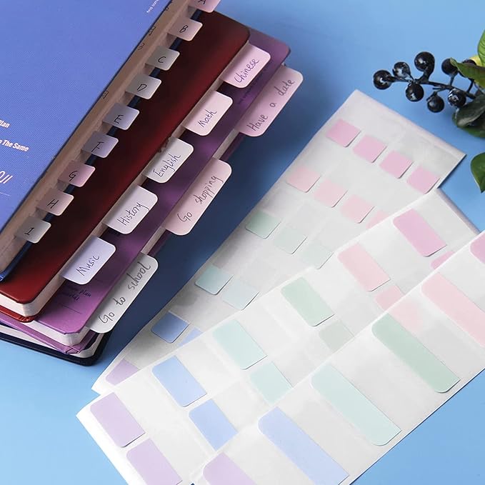 420 pcs Index Tabs, 3 Sizes Colored Page Markers, Writable and Repositionable Book Tabs, Page Tabs for Reading Notes, Books and Classify Files(Light Color)