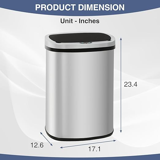 PayLessHere 13 Gallon Automatic Kitchen Trash Can, Touchless Stainless Steel Garbage Can with Lid for Kitchen & Office Waste Bin 50L