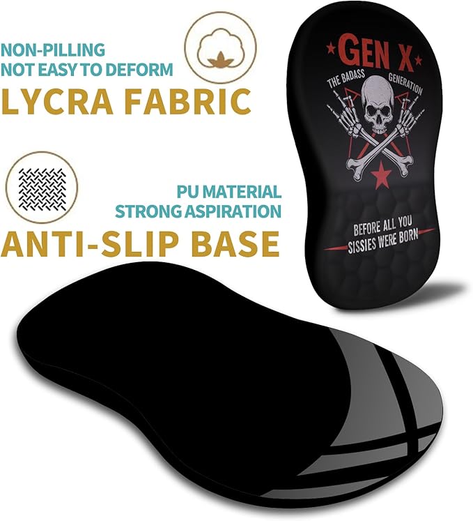 Hokafenle Ergonomic Mouse Pad Wrist Support with Massage Design, Wrist Rest Pain Relief Mousepad with Memory Foam&Non-Slip PU Base, Mouse Pads for Wireless Mouse & Desk (12x8 inch,Gen X)