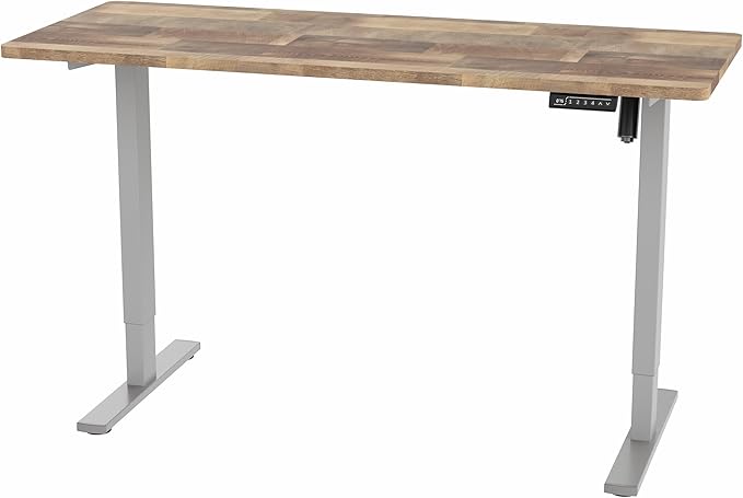 VIVO Electric 60 x 24 in Standing Desk, Memory Height Adjustment, 1B Series, One-Piece Reclaimed Wood Top, Gray Frame, DESK-KIT-1G6P
