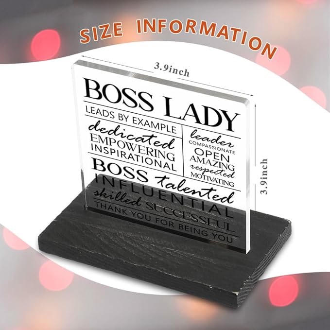 Thank You Appreciation Gifts for Boss Lady, Boss Lady gifts for Women, Inspirational Positive Gifts for Female Boss Lady Leader, Boss Lady Birthday Boss Day Gift office Decorative Signs-DX336