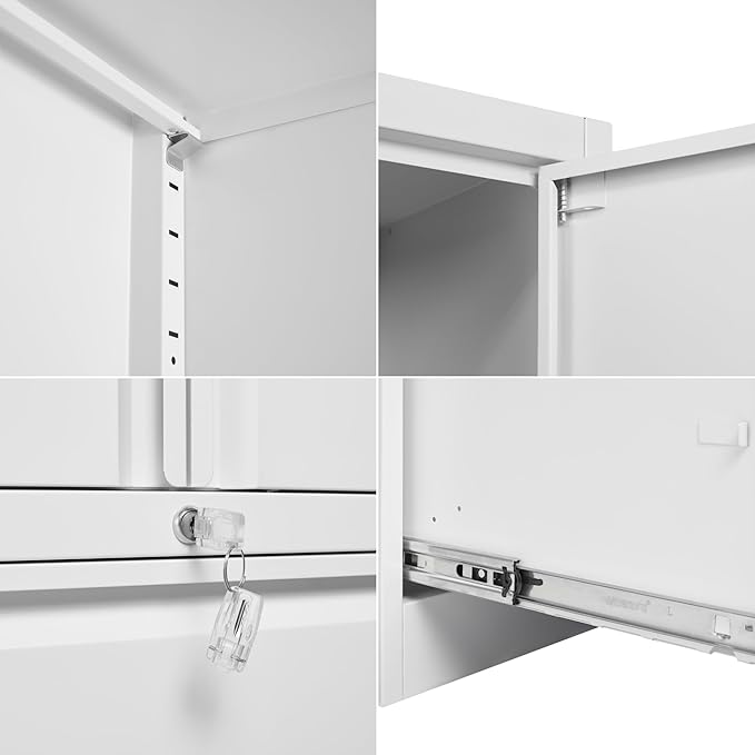 SISESOL 2 Drawer Lateral File Cabinet with Lock and Shelf,71" White Filing Storage Cabinet with Doors,Locking Metal Storage Cabinets with Drawers for Home,Office,Garage,School,Fit A4/Letter/Legal File