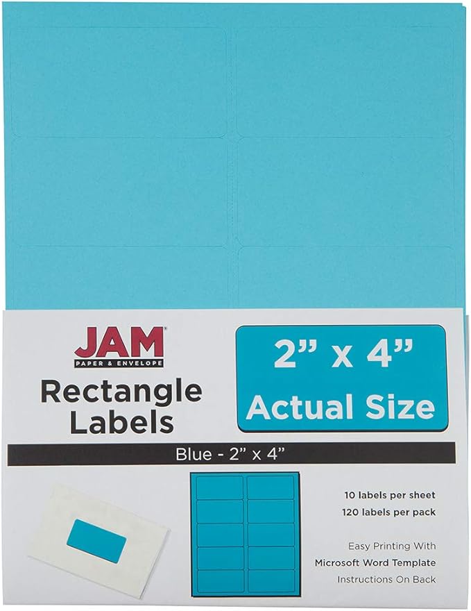 JAM PAPER Shipping Address Labels - Standard Mailing - 2 x 4 - Blue - 120/Pack