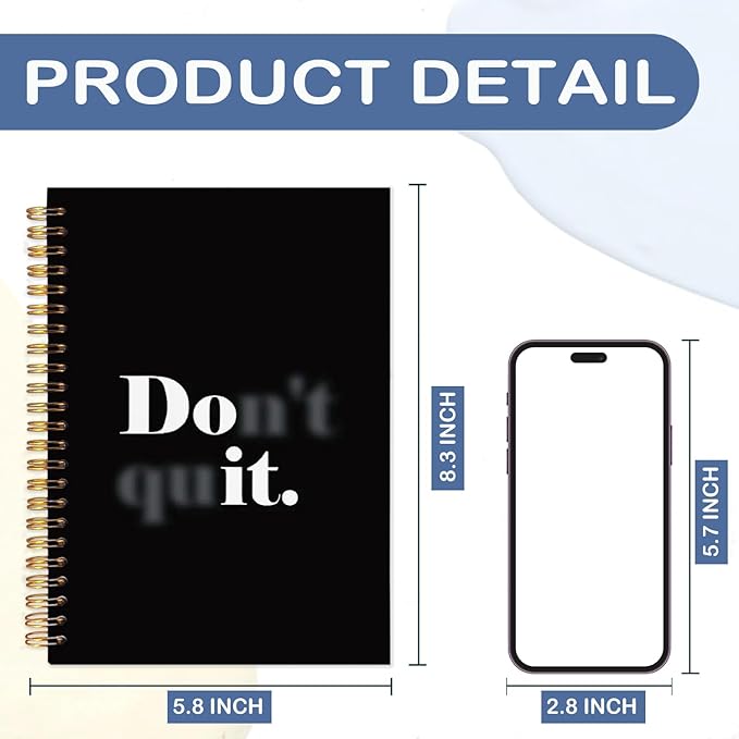 SNNDER Don't Quit Motivational Notebook Journal, Inspirational Entrepreneur Positive Affirmation Journal for Women Men, Motivational Gifts for Coworkers Hardcover Spiral Notebooks 5.5x8.3 Inch