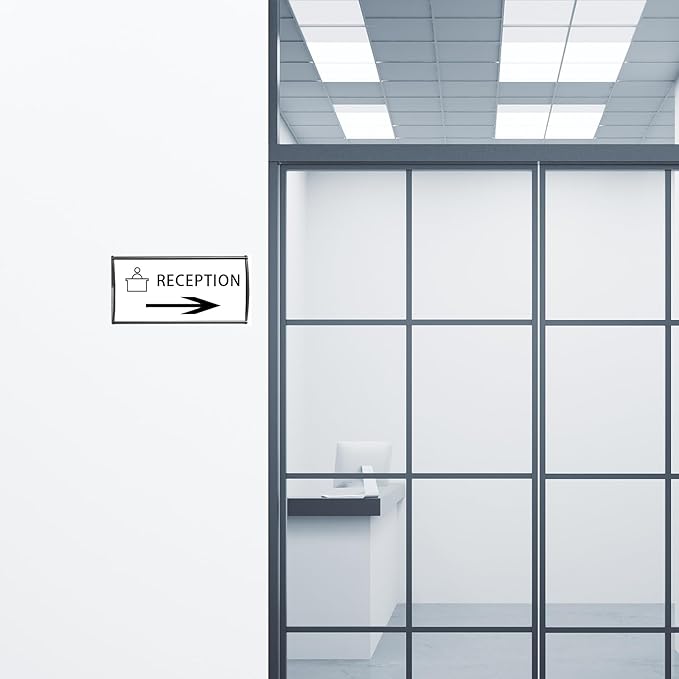 Office Sign Holder for Door - Curved Mount Name Plate Holder Frame Display 8 x 4 Inches Set of 2 Sturdy Aluminum with Adhesive Tape, Plastic Film Included