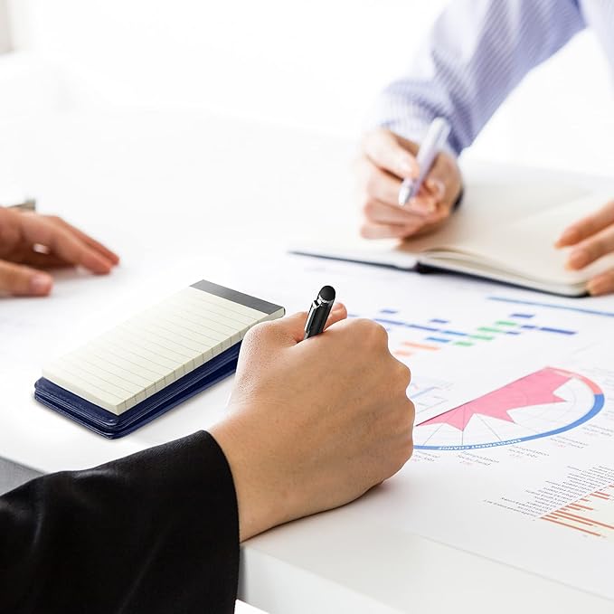 Outus 10 Pcs Pocket Notebook with Pen Set Included Mini Pocket Notepad Holder with 50 Lined Sheets, Metal Pen, 8 Pcs 3 x 5 Inch Memo Book Refills, 30 Lined Paper Per Note Pad (Blue)