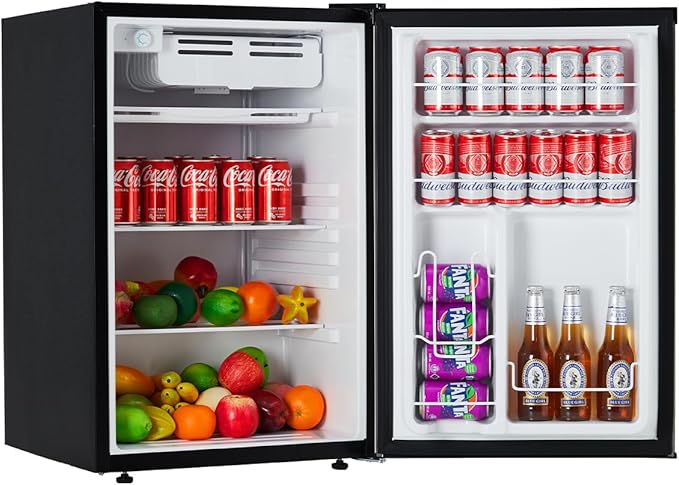 Garvee 4.5 Cu.Ft Mini Fridge with Freezer, Large Cpacity & Energy-efficient System, Low Noise 38dB with Adjustable Thermostat, Small Refrigerator for Bedroom, Office, Dorm