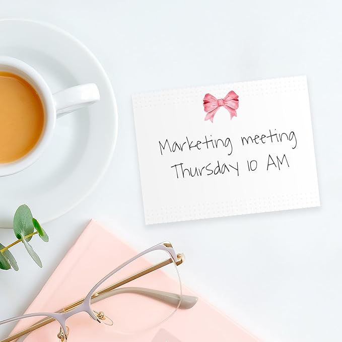 Pink Bow Sticky Note Assortment / 4" x 3" Trendy Repositionable Sticky Notes/Set of 6 Adorable Note Pads/Made in The USA