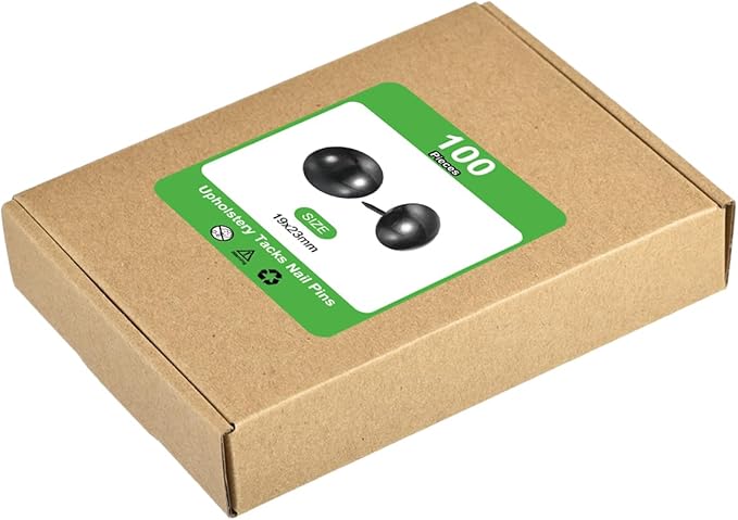 uxcell Upholstery Tacks Nail Pins Furniture, 100Pcs 19x23mm Thumb Tack Pins Assortment Kit Carbon Steel for Home Sofa DIY Decorative Nail Heads Nails, Black