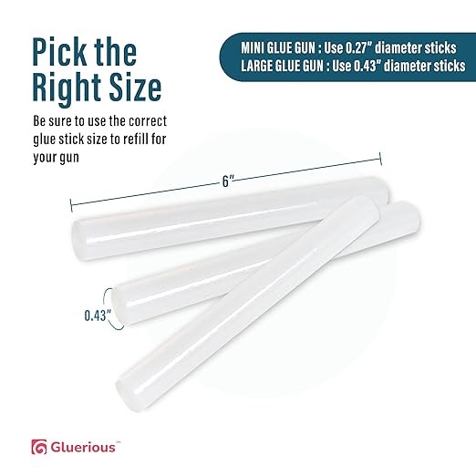 100 pcs Full Size Hot Glue Sticks for Large Glue Gun, 0.43x6 inches Large Glue Sticks, Bulk-Pack for Arts Crafts DIY Fabric Gluing & More