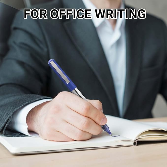 16 Pack Fine Point Smooth Writing Pens, Rollerball Pens 0.5mm Blue Liquid Gel Ink Pens Set for Writing, Taking Notes, Office, Journaling, School Supplies