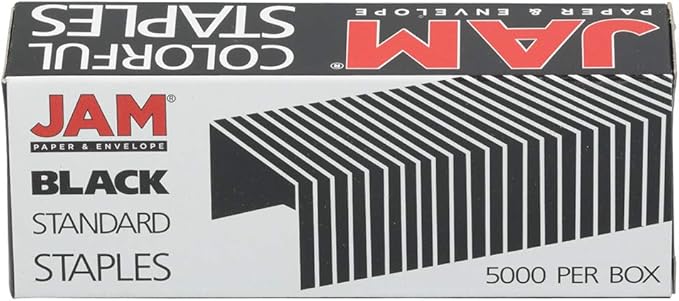 JAM PAPER Standard Size Colorful Staples - Jet Black - 5000/box