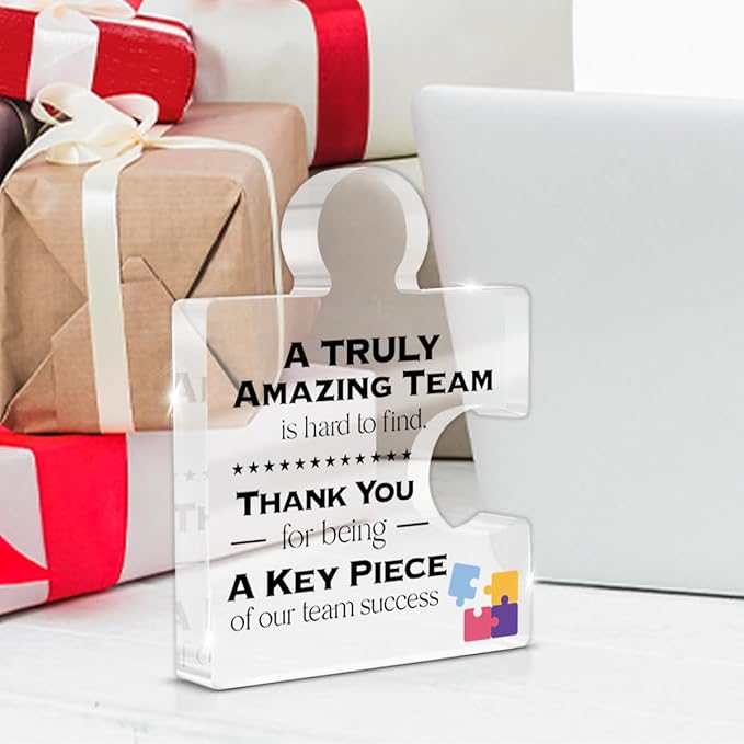 Team Thank You Appreciation Gifts for Coworkers Colleagues Employees, Teamwork Gift Best Teams Ever Gifts a Truly Amazing Team Is Hard to Find Acrylic Puzzle Piece Plaque Office Decor