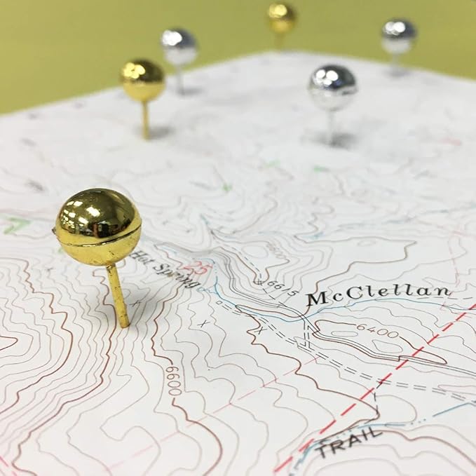 JAM PAPER Colorful Push Pins - Round Head Map Thumb Tacks - Gold Pushpins - 2 Packs of 100