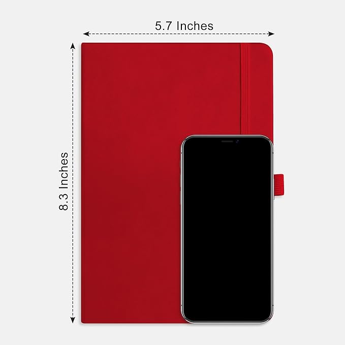 RETTACY Graph Grid Paper Notebook, 2-Pack, 192 Pages per Pack, A5 Medium Size (5.7'' x 8.3''), Leather Hardcover, 100 GSM Thick Paper, for School, Students, Math, Engineering (Black & Red)