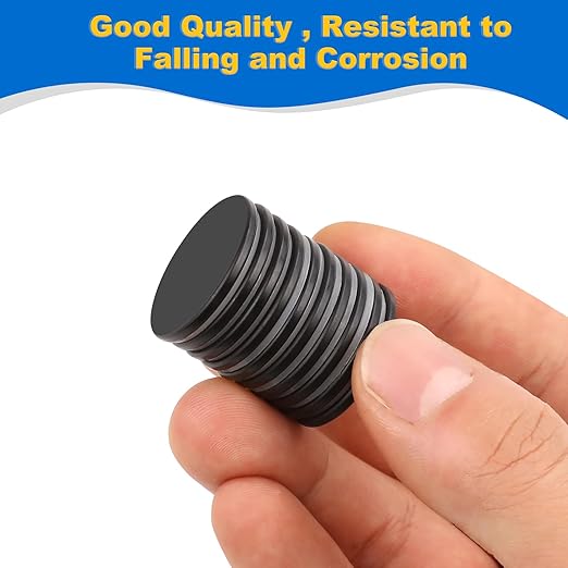 LOVIMAG Neodymium Disc Magnets - 20 Pack Small Strong Heavy Duty, Black Adhesive Magnets for Fridge, Craft, Whiteboard, Office, Scientific & DIY - 0.98 in x 0.08 in