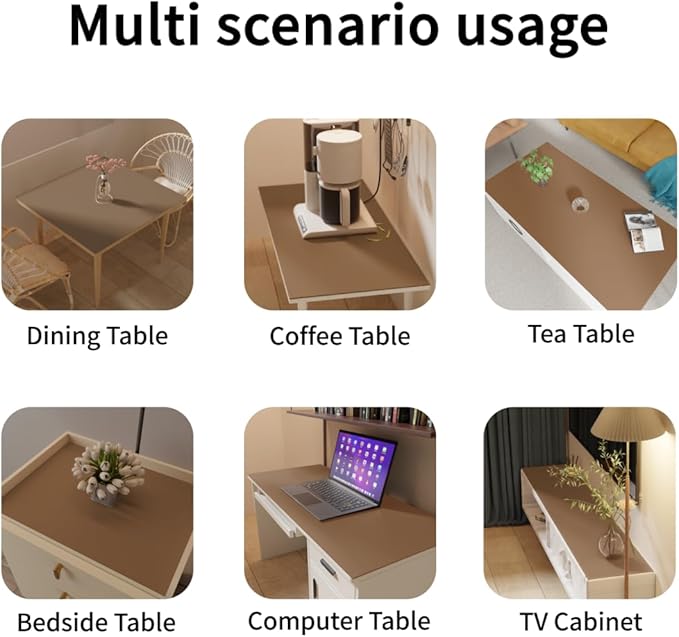 Table Top Protector for Dining Room Table - Can Be Used On Both Sides Waterproof and Easy to Clean Good Flatness Used for Dining Table(Mud Color+Champagne Gold 44x84)