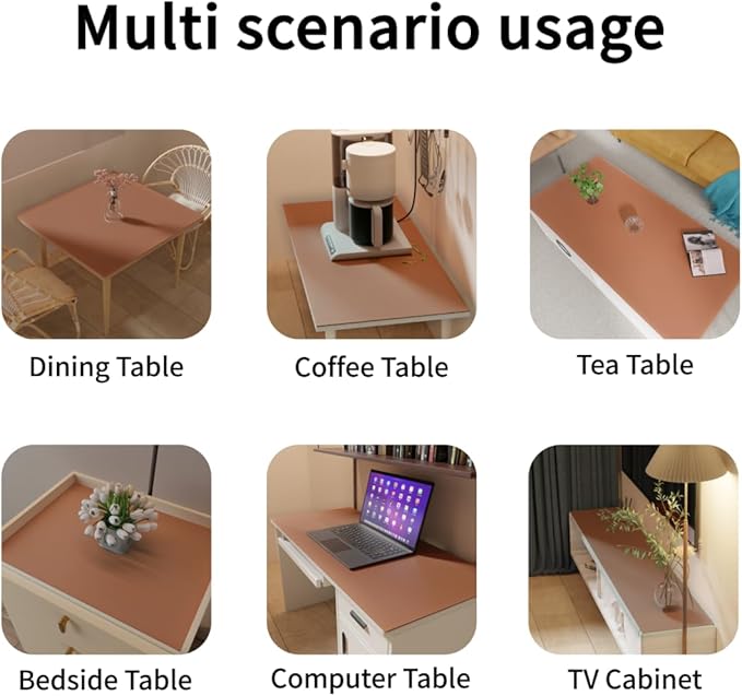 Leather Table Cover,1.8mm Thick,12x48 Inch Table Protector,Glass Table Protector,Table Sticker Cover,Desk Covers On Top of Desks.(Brown+Gray,12x48)