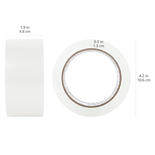 Amazon Basics Strong Plastic Adhesive Packaging Tape for Shipping, Moving and Storage, Clear, Low Odor, 1.88 in x 54.6 yds, 12-Pack