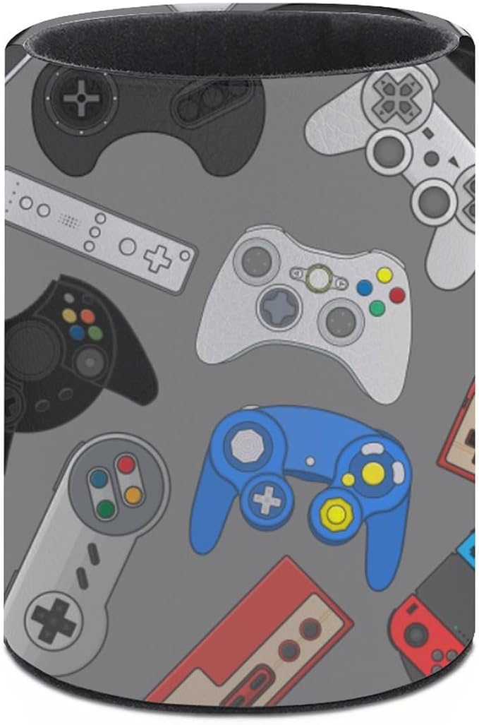 Funny Video Game Pen Holder Pencil Organizer Cute Pencil Cup Desk Decor Makeup Brush Holder PU Multifunctional Office Suppliesfor Home Classroom School