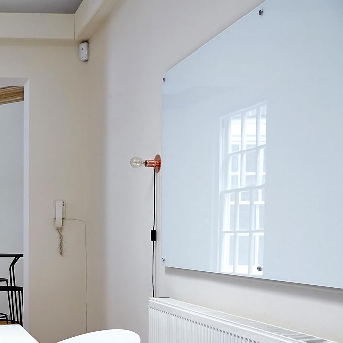 Magnetic Glass Writeboard 72"x48" Premium Tempered Dry Erase Boards Wall Mounted Frameless Whiteboard Bulletin Message Boards (White)