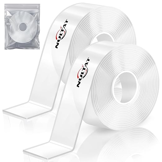 Strong Double Sided Tape Heavy Duty Double Sided Tape for Walls, Clear & Tough Double Sided Mounting Nano Tape, Removable Adhesive Wall Tape for Hanging Picture, Poster, Carpet (20FT)