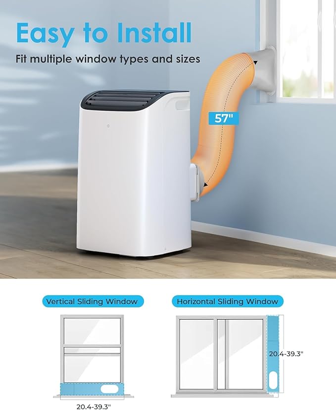 EUHOMY 14000 BTU Portable Air Conditioners Cools up to 700 Sq.ft, Auto-Evaporation Quiet AC Unit with Smart Sleep Mode, 24H Timer, Remote, 4-in-1 Air Cooler for Family