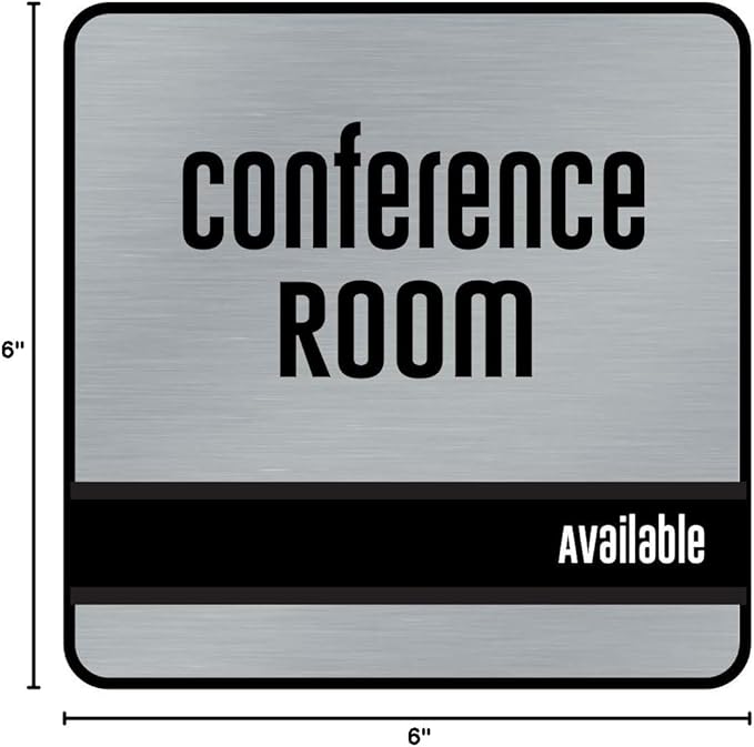 NapTags Conference Room Slider Signs (Silver - Black Frame, 6" x 6")