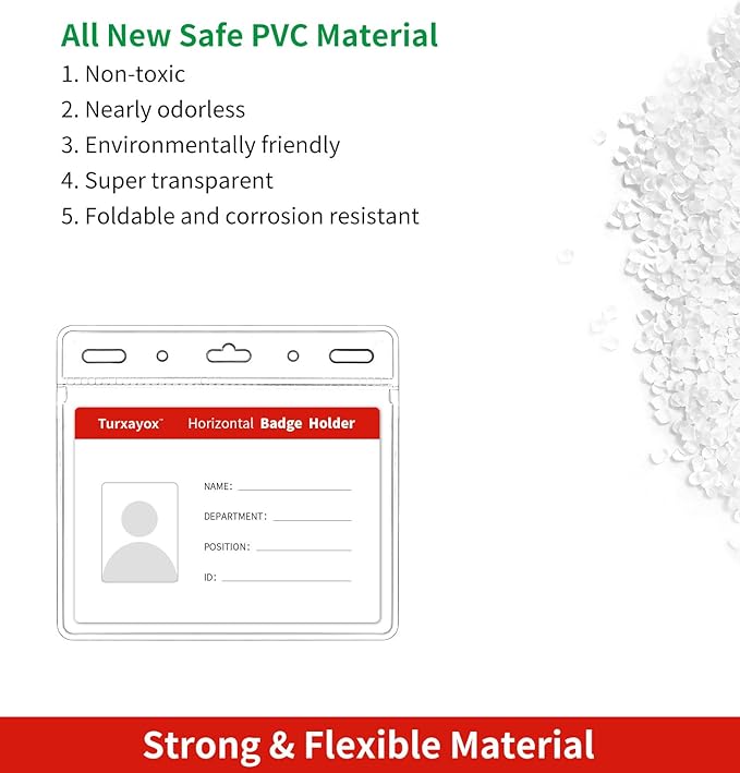 100 Pack Horizontal Clear ID Badge Holder, 4x3 Inch Plastic Name Tag Badge Holders, Card Protector Cover, Quick Load and Remove No Zipper Sleeve for Lanyard