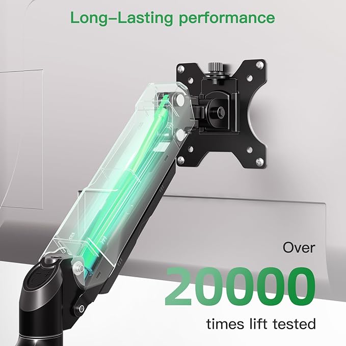 MOUNT PRO Single Long Monitor Arm, 13 to 32 inch Computer Monitor Desk Mount, Extra Long Adjustable Screen Stand, Tall Display Mount with Tilt, Swivel, Rotation, Hold up to 19.8lbs, VESA 75/100mm