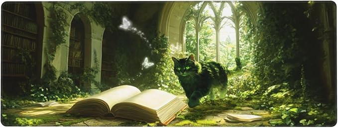 Nature Book Mouse Pad 31.5 X 11.8 Inch Big Desk Rubber Base Stitched Edges Keyboard Pad XXL Mouse Mat for Home Game and Office