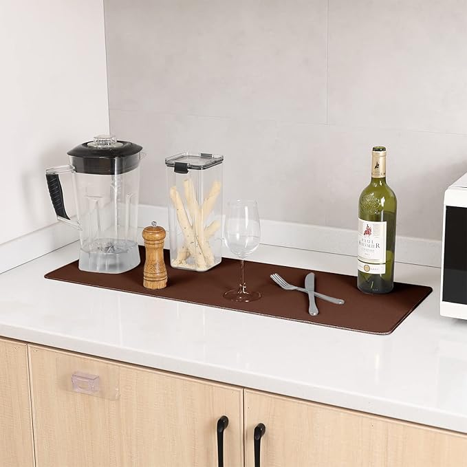 ALOANES Waterproof Mouse Pad with Durable Stitched Edge, XL Gaming Keyboard Pad, Non-Slip Rubber Base Mouse Mat, Extended Desk pad for Gamer, Office & Home, Brown Mousepad 31.5''x 11.8''x 0.12''