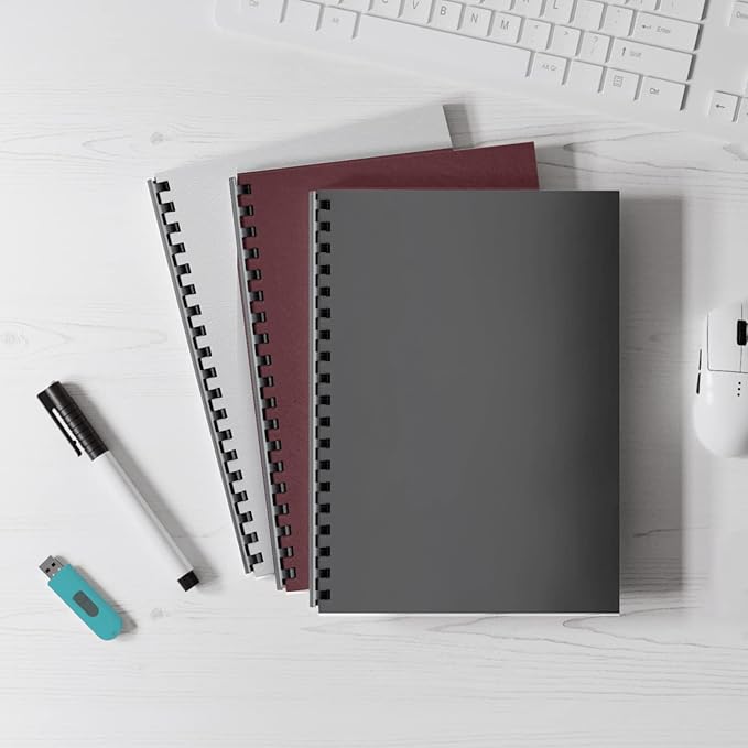 Binditek 10 Pack 13 Mil Glossy Paper Binding Presentation Covers, 250GSM, 90lb, for Business Documents, School Projects, 8-1/2 x 11", Un-Punched, Black, Office Supplies