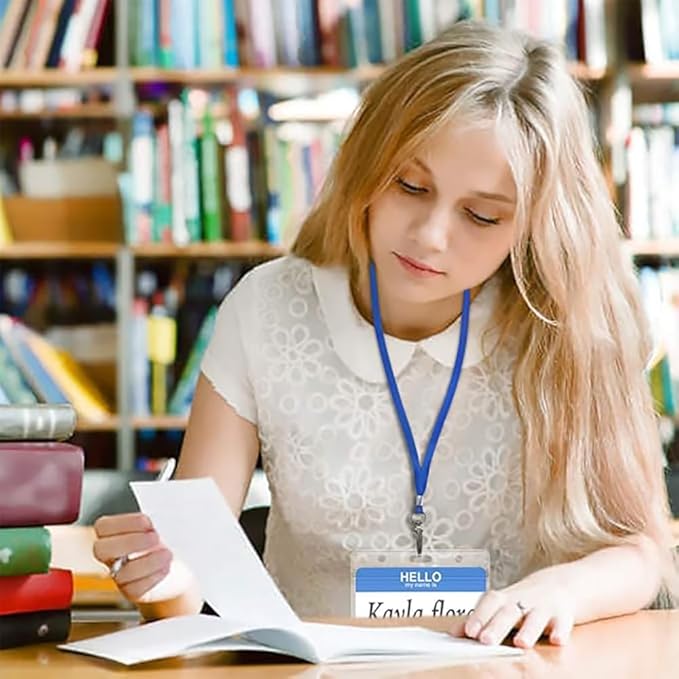 10pack Lanyards for Id Badges Holder Bulk Lanyard with Clip Swivel Hooks for Name Tag ID Badge Holder,Students, Employees (10, Blue)