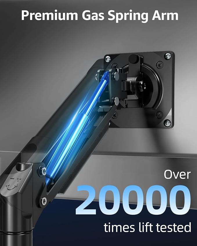 Single Monitor Mount for 32 27 24 22 inch Screen, Gas Spring Arm Holds 4.4-22 lbs, Monitor Desk Mount, Gaming & Home Office Use, VESA 75x75mm & 100x100mm, Freelift Pro Black