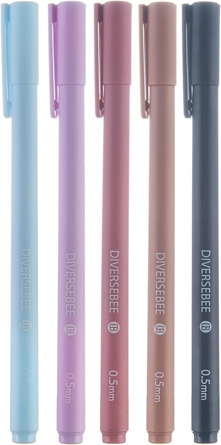 DIVERSEBEE Assorted Gel Ink Pens, 0.5 mm Gel Pens Fine Point, Cute Fine Tip Bible Pens No Bleed Through, Bible Study Journaling Supplies, 5 Pack Set (Lotus)