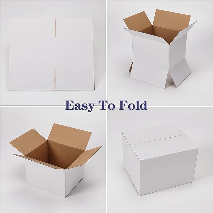 7x6x5 Shipping Boxes Set of 40, White Kraft Corrugated Cardboard Boxes Mailers for Packaging(17.8x15.4x12.7 cm)