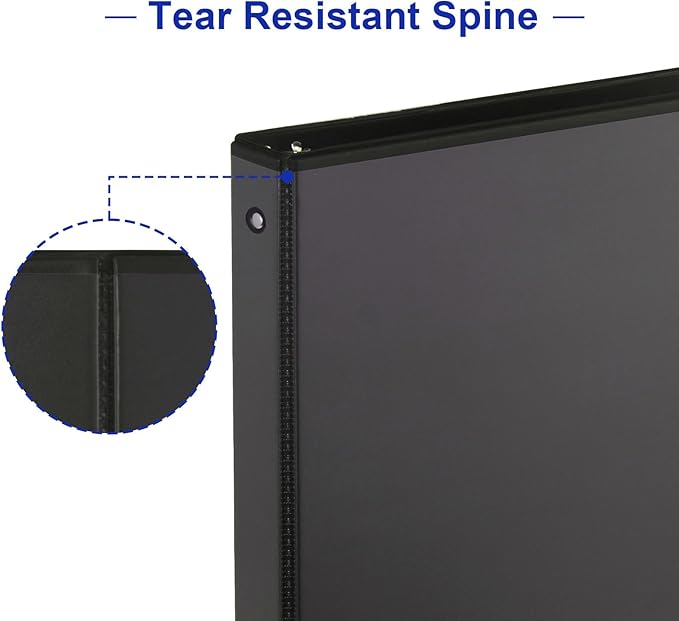 COMIX Sturdy 3 Ring Binder 0.5 inch with Clear View Cover, 1/2" Round Ring View Binder, PVC-Free, 100 Sheets Capacity of US Letter Size Paper, Office & School Supplies, Pack of 12 (Black)