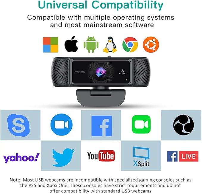 NexiGo N680 1080P Business Webcam with Microphone, Software and Privacy Cover, AutoFocus, Streaming USB Web Camera, for Online Class, Zoom Meeting Skype Facetime Teams, PC Mac Laptop Desktop