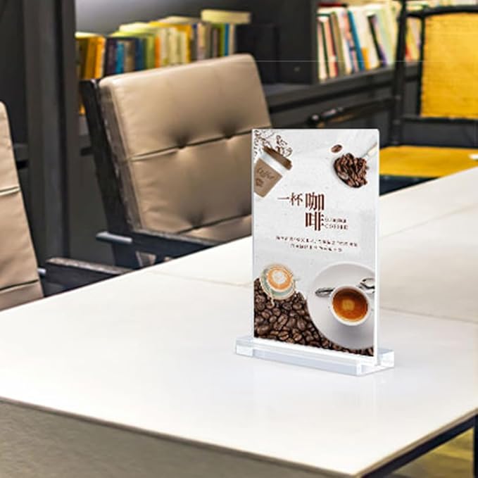 2 Pack Acrylic Sign Holder Menu Displays Double Sided Sign Stand A4/A5/A6 Clear (Transparent Vertical A4 210×297mm/8.27×11.69 inches)