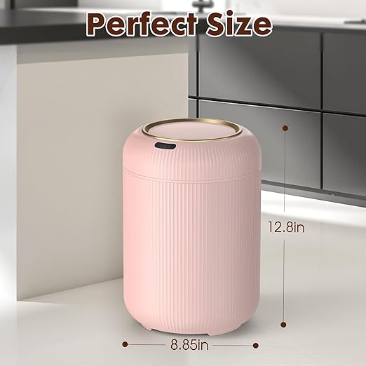 Procade Automatic Motion Sensor Bathroom Trash Can with Lid, 3 Gallon Touchless Trash Bin, Smart Plastic Garbage Can, Mini Pink Wastebasket for Toilet, Office, rv, Bedroom, Living Room
