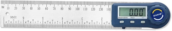 Digital Angle Finder,2 in 1 Digital Protractor, 7 inch / 200mm Stainless Steel Digital Angle Ruler with Zeroing and Locking Function