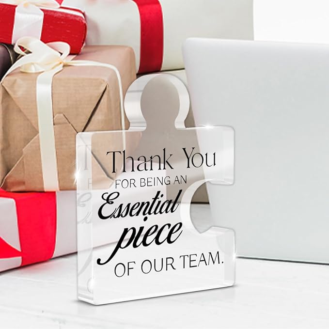 Team Appreciation Gifts for Employees, Thank You Gift for Coworkers, Best Teams Ever Gifts Thank You for Being an Essential Piece of Our Team Acrylic Puzzle Piece Plaque Office Decor