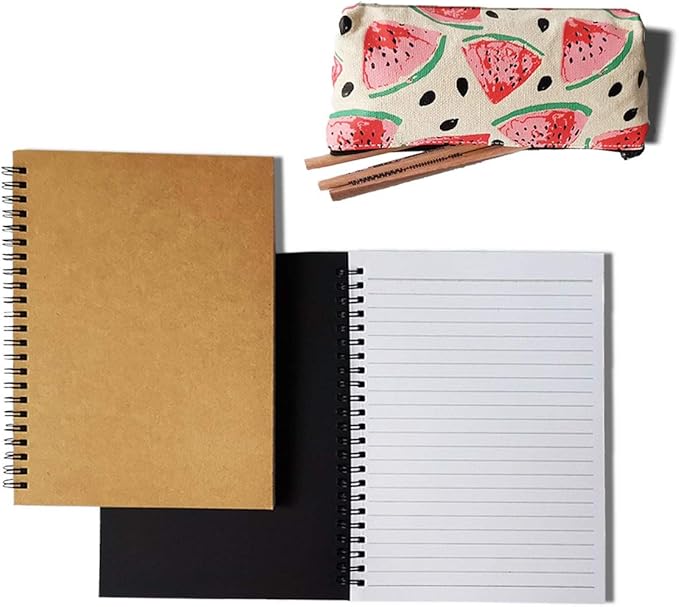 Spiral Notebook, College Ruled Notebook, Thick Paper 1 Subject, 3 Pack, 60 Sheets, 6''*8'' (Line, Black)