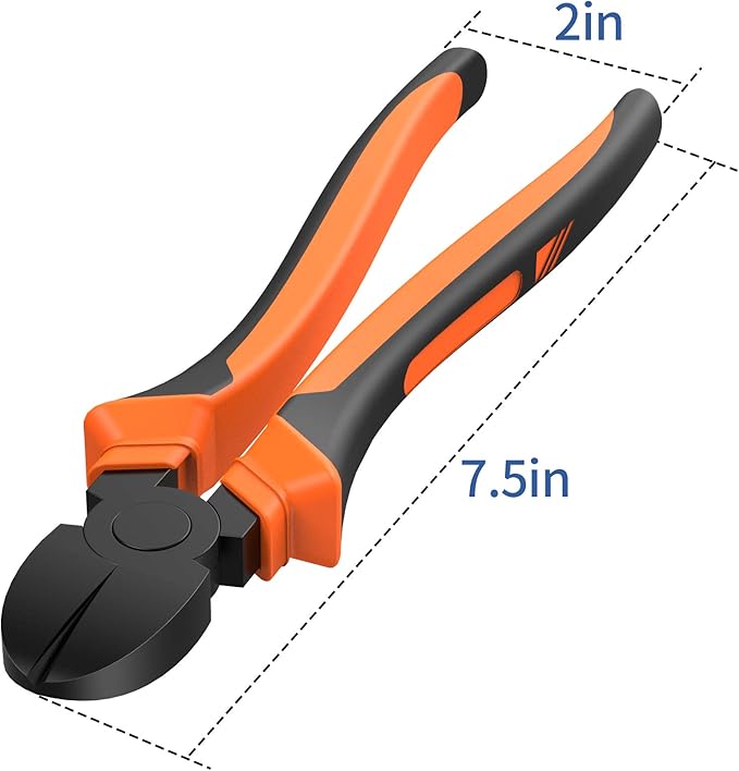 BOENFU Wire Cutters Electrical Heavy Duty CRV Steel, Comfort Grip Diagonal Cutting Pliers for Crafting, Floral Wire, Chicken Wire, Artificial Flowers, Orange, 7.5 Inches