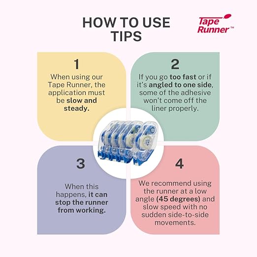 Tape Runner - Double Sided Adhesive with Dispenser Roller Included - Acid Free, Sticky, Clear & Transparent - Ideal for Scrapbooking, Crafts & More - Mini (197 inches per Cartridge), 20 Cartridges