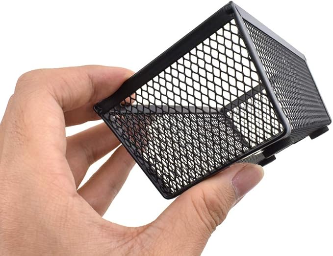 HAHIYO Stackable Mesh Tray Cup 6 x 3 x 2 inches Sturdy Container for Desk Drawer Organizer Collection for Home Office School kitchen Soft Foam Feet No Sharp Edges 2 Pack Black