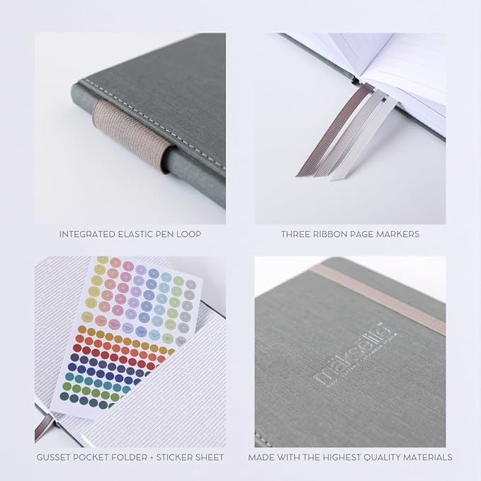 Quarterly Undated Planner - Goal Setting And Weekly Planner, Productivity Tools, Time-Management, Habit Tracker, Gray