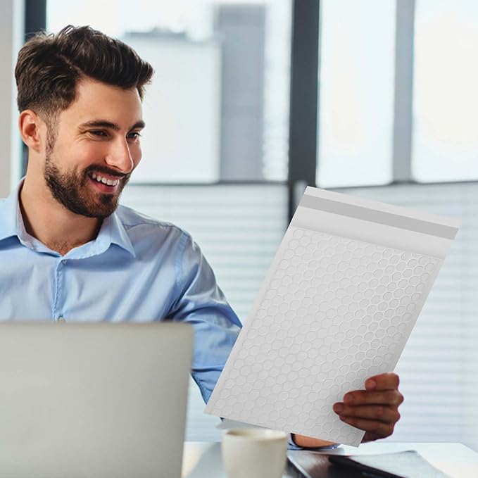 packbabol Bubble Mailers, 8.5x11 Inch Poly Padded Bubble Mailers Pack of 50 Bubble Envelopes Opaque Self Seal Adhesive Waterproof Bags for Shipping and Packaging (White)