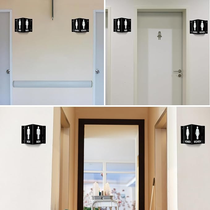 Faittoo Restroom Sign, Bathroom Signs, (2 Pack) 6 x 8 Inches Acrylic Sign, for Office or Business Bathroom and Toilet Door or Wall Decor, Indoor Outdoor Use, Black (Men and women Set)